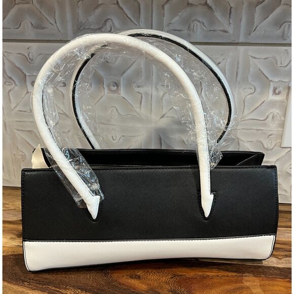 Trina Turk Colorblock Satchel or Crossbody Bag Purse (black/white) NWT - Picture 2 of 11